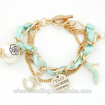 OEM Fresh Elements Silk Ribbon bracelet with Pearl Fashion Charm Bracelet For Girls